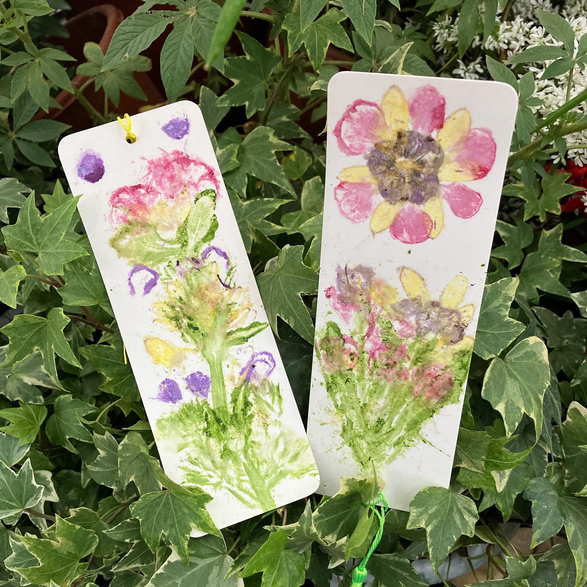 香港環保手工植物托印花朵書簽手工班