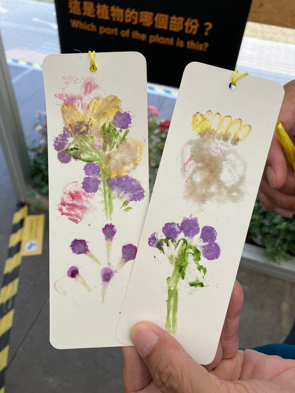 香港花朵植物拓印書簽手工班