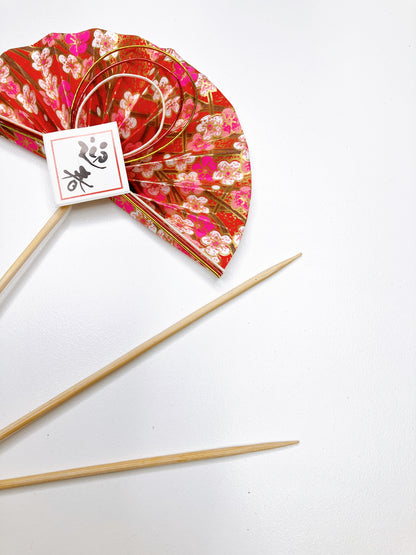 日式紙扇迎春插花裝飾